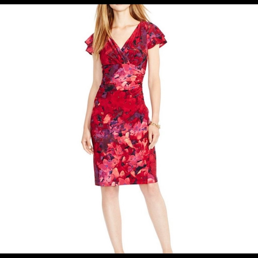 Ralph Lauren Floral Flutter Sleeve Sz 20w Dress